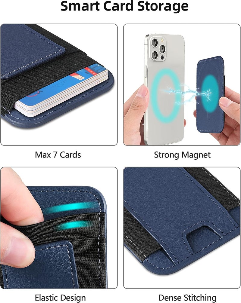 ExtreLife Upgraded for Magsafe Wallet, Strongest Magnetic Wallet, for iPhone Walle t Magsafe with 2 Card Slots, Magnetic Card Holder for iPhone 17/16/15/14/13/12 Series, Vegan Leather, Fit 7 Cards, Navy Blue - Image 3